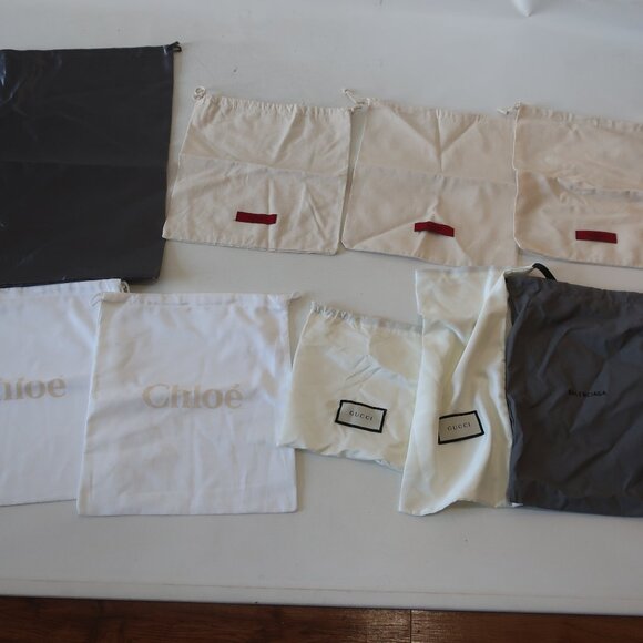 NWOT Women Gucci Chloe Valentino Balenciaga Mix Lot 10 Designer Dust Bags Cases - Picture 1 of 14